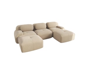 Canapé d'angle modulable modenvie 3 places en velours côtelé beige 298 x 178 x 70 cm