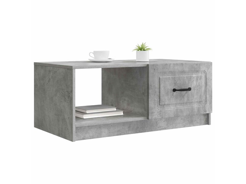  Table basse - table de salon - table à thé gris béton 90 x 50 x 37 cm bois d'ingénierie  - Conforama C