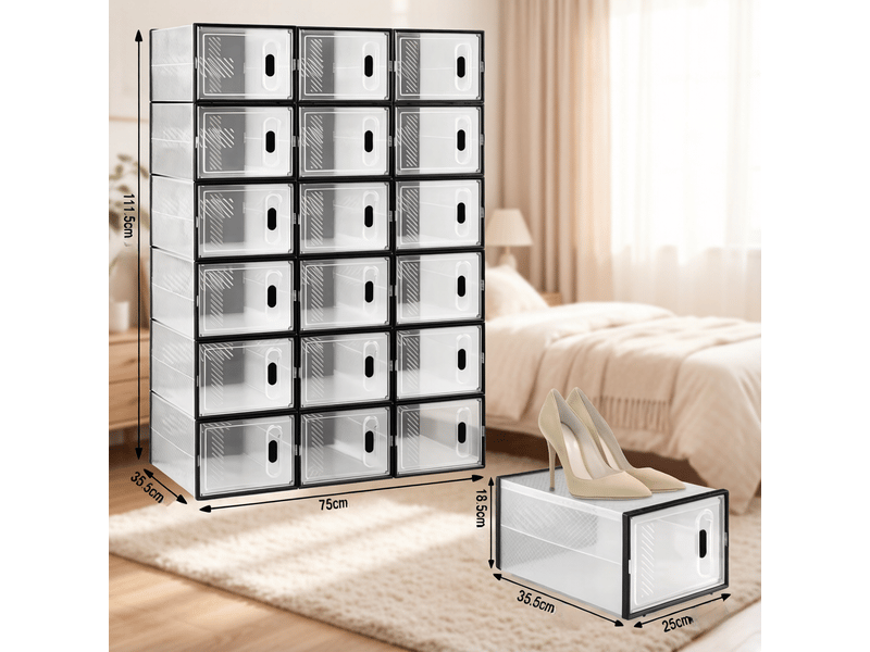 Boîtes rangement modèle modular, 18 pièces empilables, chaussures, livres, jouets, placard, salle bain - Conforama C