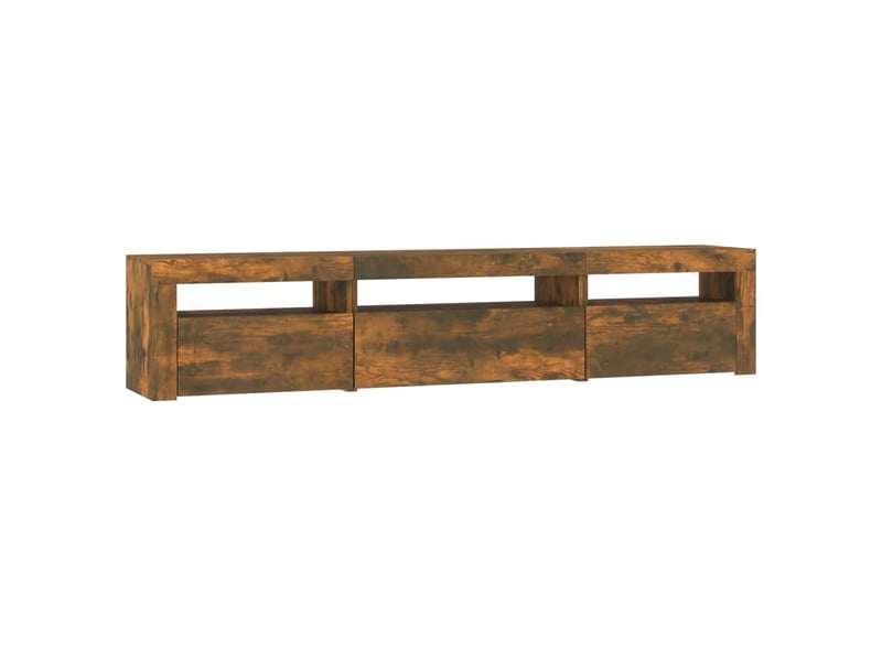  Meuble tv - banc tv - meuble de rangement avec lumières led chêne fumé 195x35x40 cm  - Conforama D