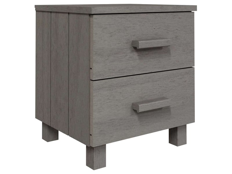  Lot de 2 tables de chevet - cabinet de chevet - table de nuit hamar gris clair 40x35x44,5cm bois massif  - Conforama B