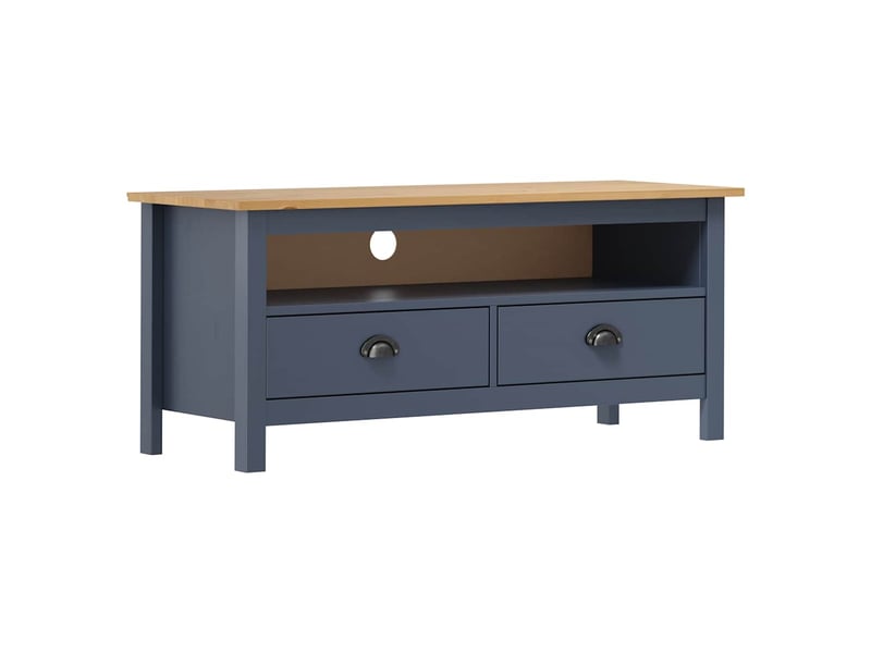  Meuble tv - banc tv - meuble de rangement hill range gris 110x40x47 cm bois de pin solide  - Conforama B