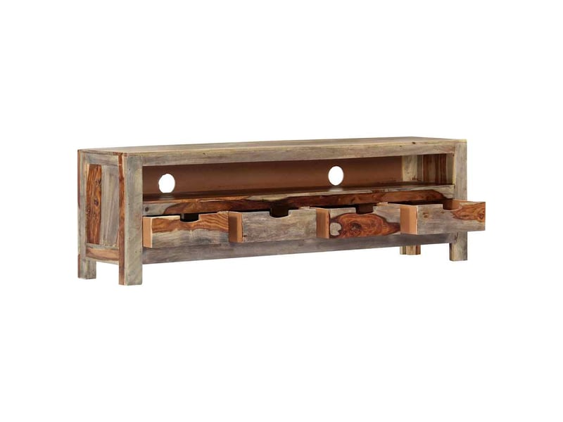  Meuble tv - banc tv - meuble de rangement bois massif 130x30x40 cm  - Conforama C