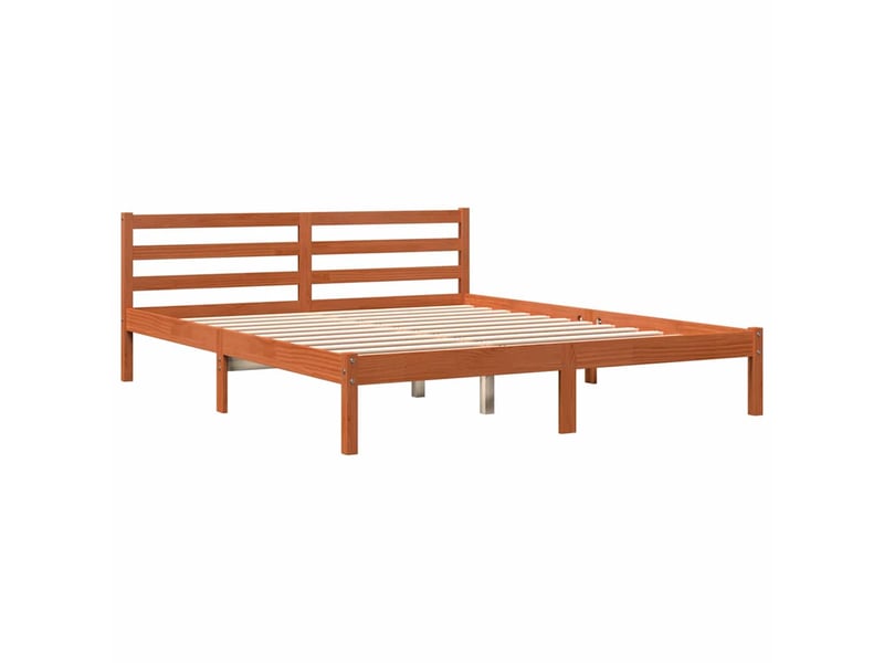  Lit double- lit adulte -  cadre de lit sans matelas  marron 200x200cm bois pin massif  - Conforama B