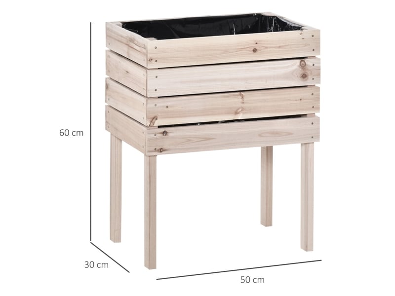 Jardinière surélevée 50 x 30 x 60 cm – naturel – lot de 4 modulable avec drainage pour plantes - Conforama C