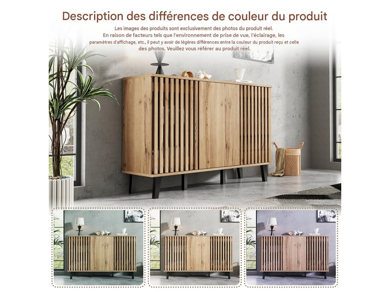 Ensemble meuble tv et buffet en panneau de particules bois naturel - pangivo - Conforama E