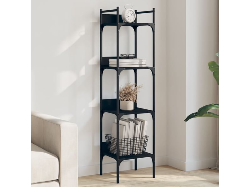  Bibliothèque à 4 niveaux, armoire à livres noir 35x30x138,5 cm bois d'ingénierie  - Conforama B