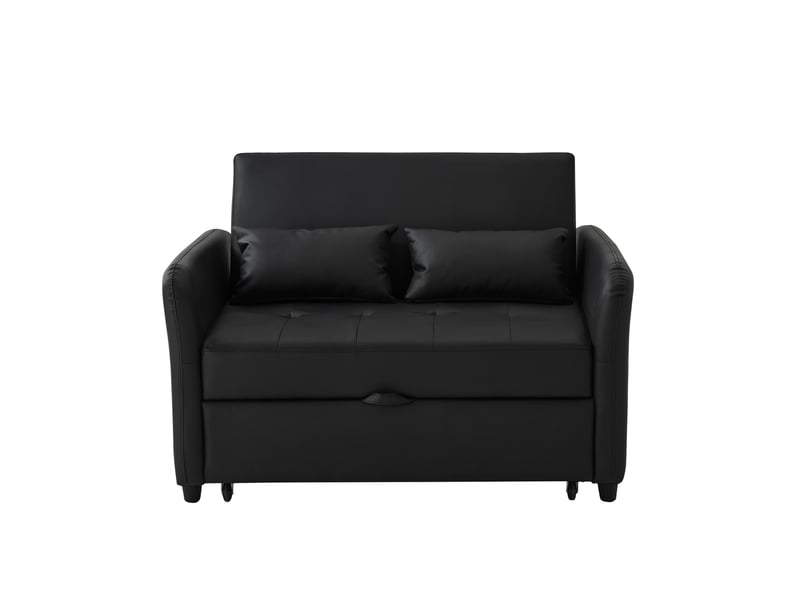  Canapé-lit convertible modenvie 2 places 122 x 83 x 82 cm dossier réglable 3 positions pu déperlant noir antique  - Conforama A