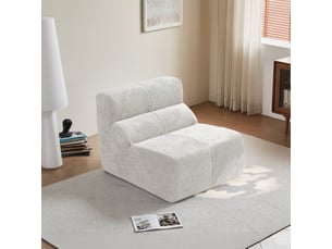 Fauteuil blanc velours moderne sans accoudoirs canapé salon compact design contemporain