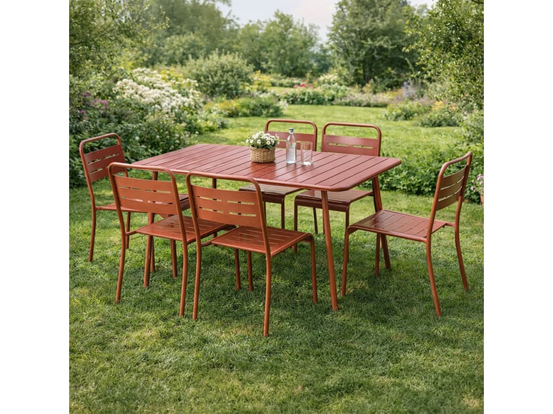 Ensemble table de jardin 120 cm et 4 chaises terracotta bergame  - Conforama E