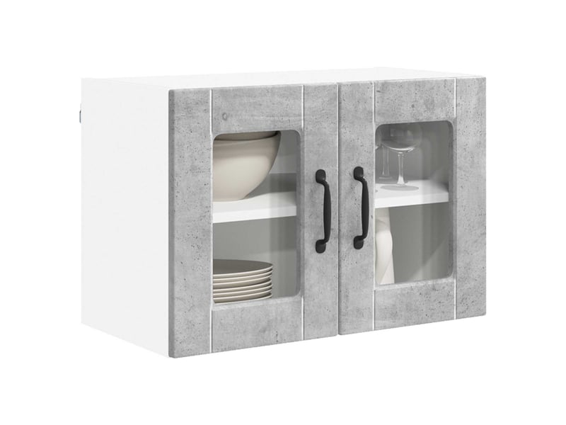  Meuble mural de cuisine, cabinet en verre mural gris béton 60x31x40cm shl9230  - Conforama C