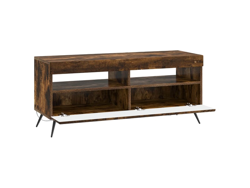 Meuble tv - banc tv - meuble de rangement led chêne fumé bois d'ingénierie - Conforama E