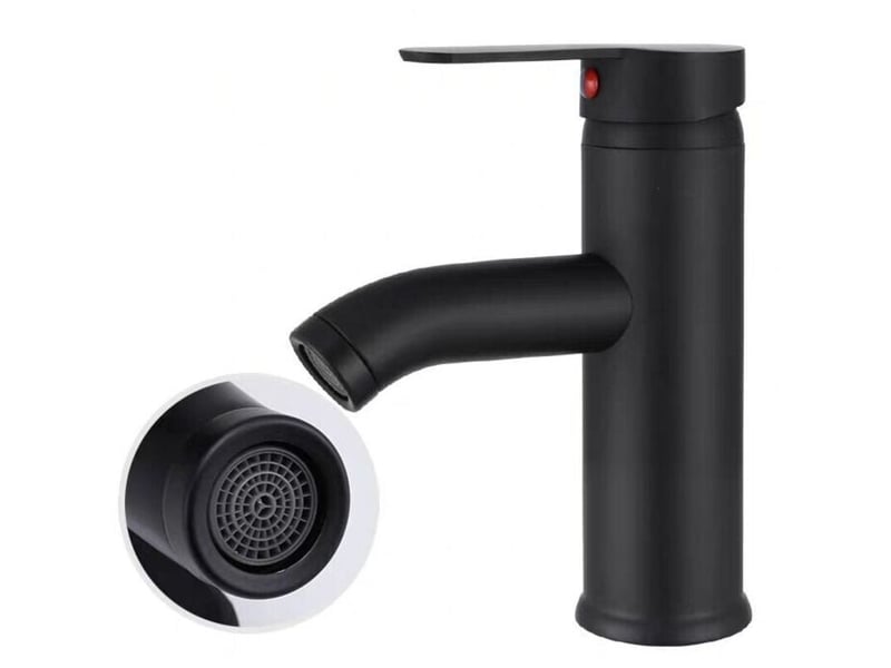  Mitigeur de lavabo, design à bec haut, robinet monotrou, pour vasque à poser sur table pour salle de bain en cuivre chromé avec mousseur démontable  - Conforama D