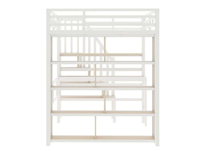  Lit mezzanine avec bureau 140x200 cm escalier de rangement led - lit mezzanine - métal blanc robuste multi-étagères gain de place  - Conforama D
