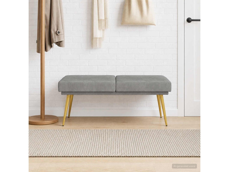  Banc d'entrée, banc à double couche gris clair 120x45x46 cm velours  - Conforama B