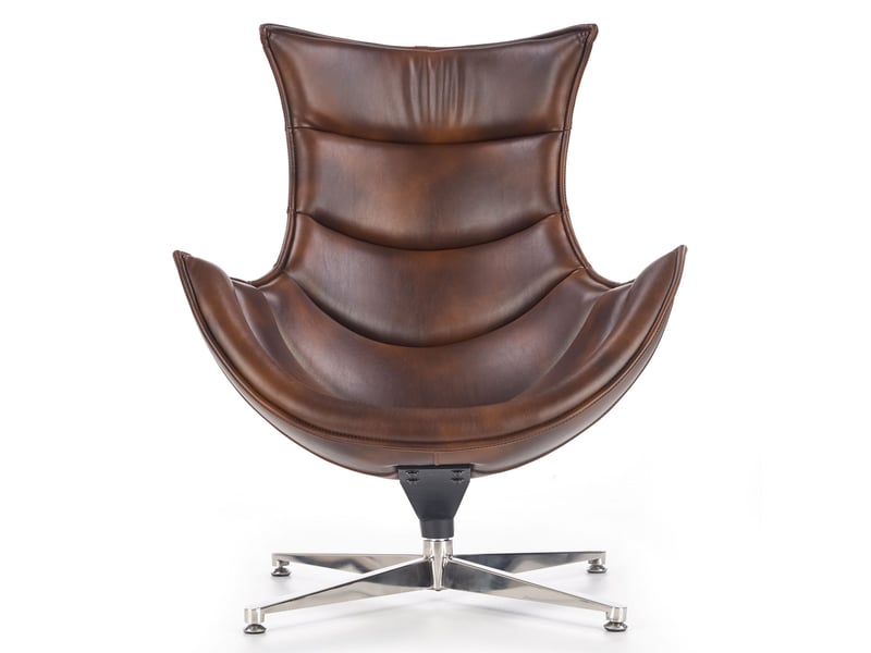 Fauteuil design pivotant style cuir vieilli avec pied en acier inoxydable oliver  - Conforama E