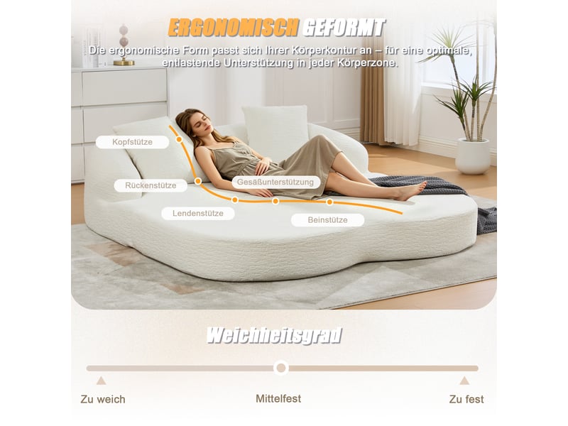  Canapé convertible, canapé-lit, pour chambre, beige, pour salon, en chenille  - Conforama C