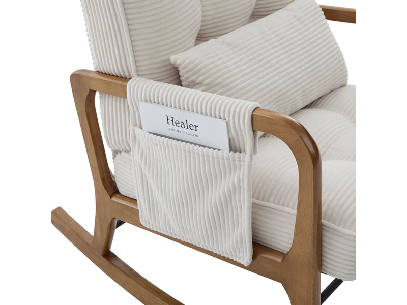  Fauteuil à dossier réglable velours côtelé beige, profondeur dépliée 134 cm  - Conforama R