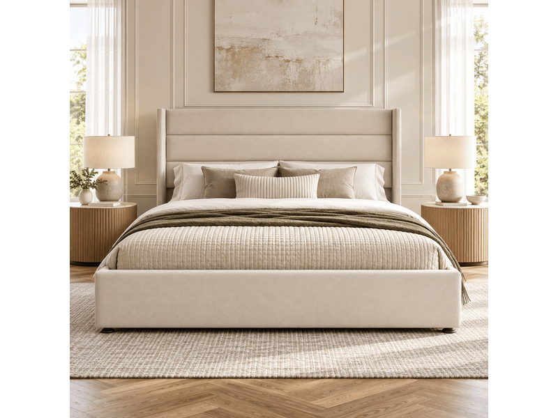 Lit coffre 160x200cm ezssw coloris beige - Conforama C