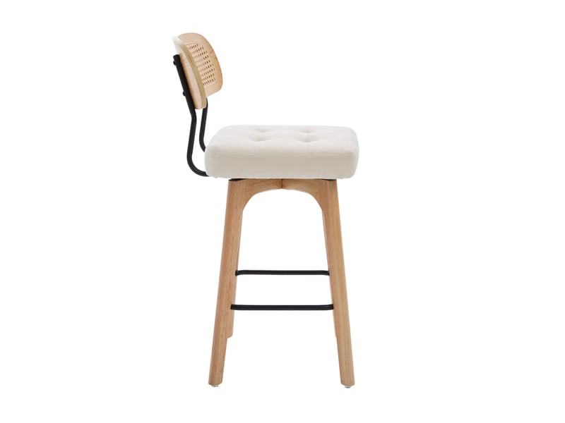  Lot de 2 tabourets de bar pivotants 360° en chenille beige avec dossier  - Conforama E