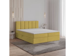 Lit avec rangement 140x200 cm <strong>MASSENO</strong> <strong></strong> coloris jaune