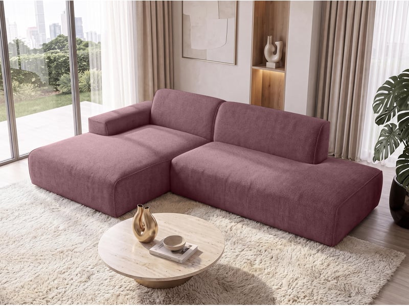 Canapé d'angle moderne didim duo, 288 cm, couleur rose, revętement en chenille g Didim Duo - Conforama D