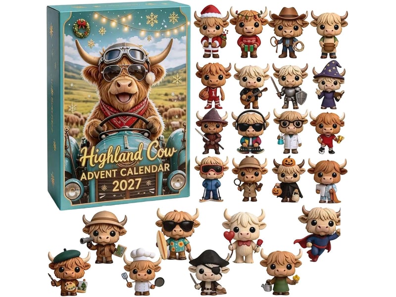  Calendrier de l'avent 2026 highland cow – 24 mini figurines 3d à collectionner-style 2  - Conforama A