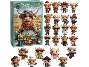 Calendrier de l'avent 2026 highland cow – 24 mini figurines 3d à collectionner-style 2