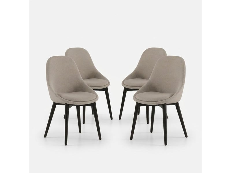  Lot de 4 chaises de salle à manger rembourrées en tissu delphi - marron  - Conforama A
