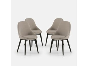 Lot de 4 chaises de salle à manger rembourrées en tissu delphi - marron