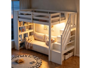 Lit mezzanine 90x200 cm <strong></strong> <strong></strong> coloris blanc