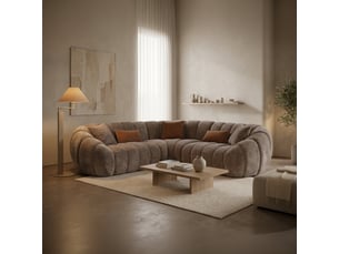 Canapé d'angle réversible en tissu taupe