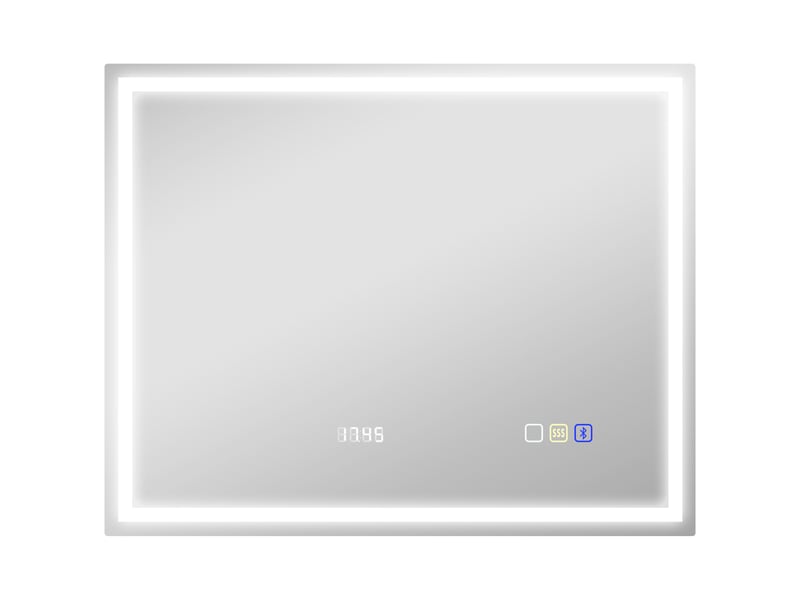 Miroir salle de bain led bluetooth interrupteur tactile lumière réglable 3 couleurs anti-buée mémoire argent 80 x 100 cm - Conforama B