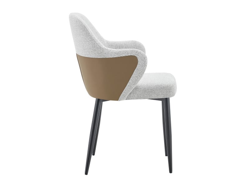  Ensemble de 2 chaises tissu gris clair, dossier bicolore gris clair et brun, hauteur 83 cm, pieds métal croisés  - Conforama D