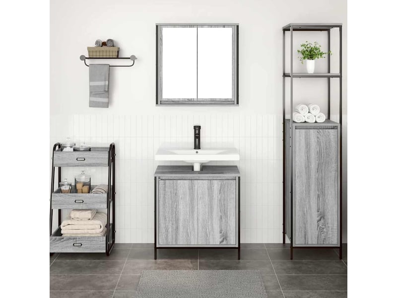 Ensemble de meubles de salle de bain 2 pcs en bois d'ingénierie gris sonoma - Conforama C