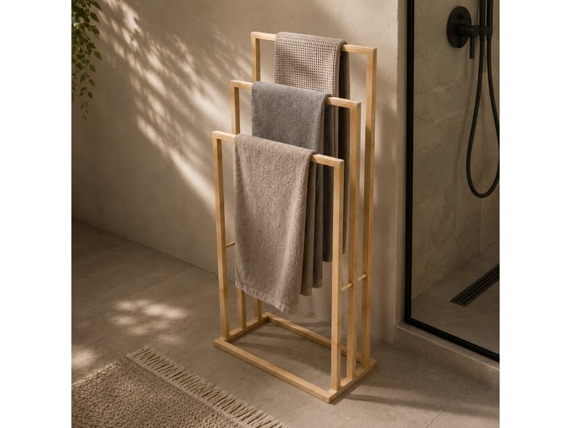  Porte-serviettes en bambou 3 niveaux, 40 x 24,5 x 80 cm  - Conforama B