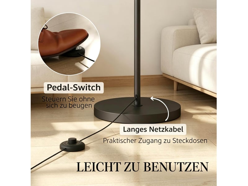  Lampadaire arqué 104.2x32x180.6 cm avec télécommande métal noir et crème  - Conforama D