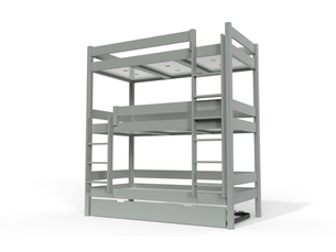 Lit superposé 90x200 cm ABC MEUBLES TRI492-G coloris gris
