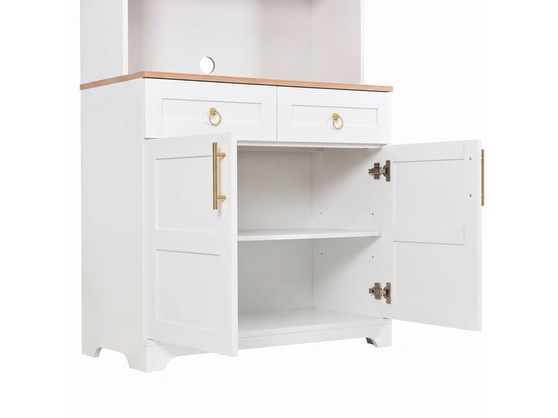  Buffet haut tcqpz blanc 80 x 40 x 180 cm avec vitrine en verre, led et prises usb  - Conforama A