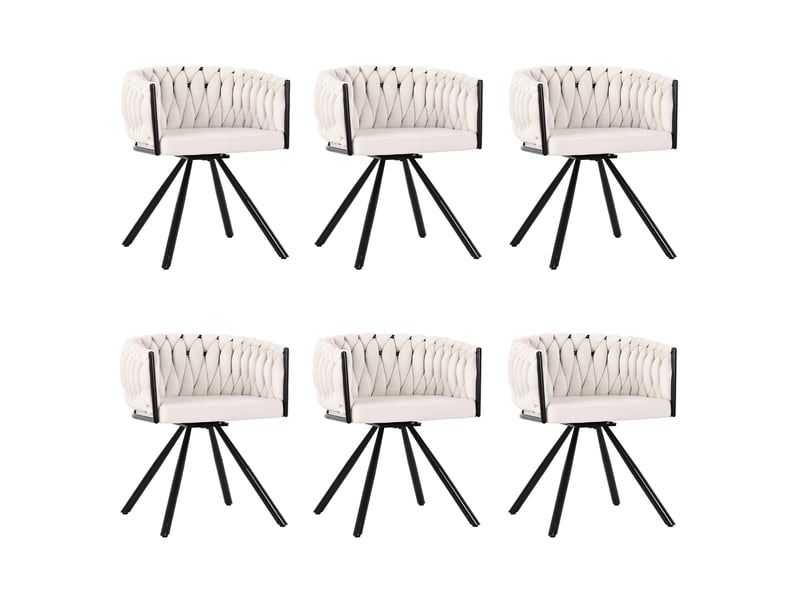  Lot de 6 chaises de salle à manger pivotantes en velours beige  - Conforama A