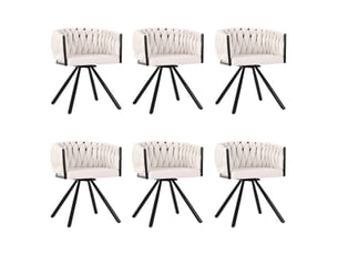 Lot de 6 chaises de salle à manger pivotantes en velours beige