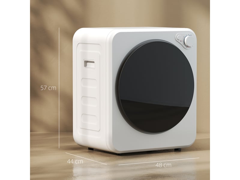 Sèche-linge à évacuation portable 2,5 kg, sèche-linge électrique 400800 w, 5 modes de séchage, blanc, 48 x 44 x 57 cm - Conforama C
