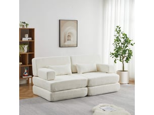 Canapé droit relax manuel   2 places Tissu beige