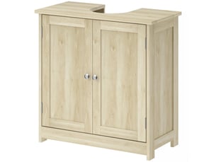 Meuble salle de bain sous lavabo, meuble sous-vasque, placard 2 portes avec étagère, 60x30x60cm, chêne