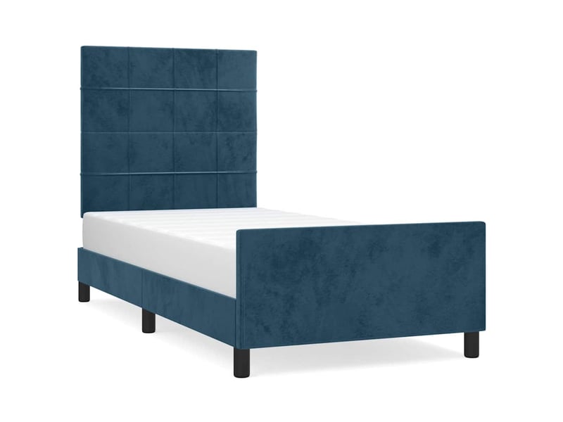  Lit simple- lit adulte -  cadre de lit sans matelas bleu foncé 100x200 cm velours  - Conforama A