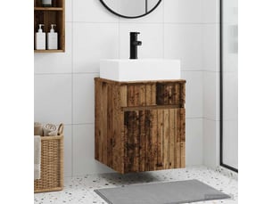 Meuble-sèche avec évier mural bois ancien 39x41x62.5 cm