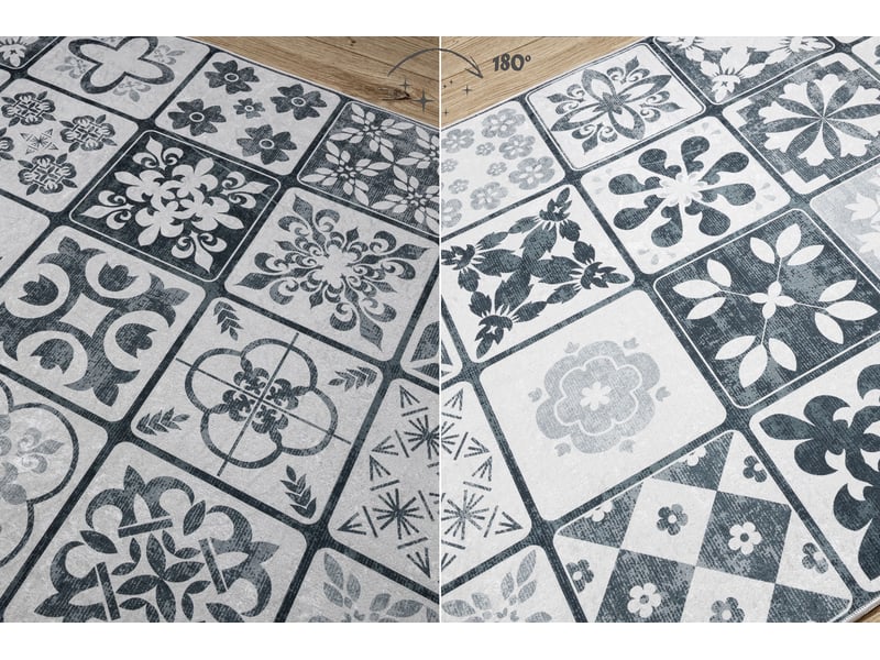  Tapis de couloir antidérapant lotus azulejo 60970 patchwork, carreaux de lisbonne gris lavable 120 cm 120x790 cm  - Conforama C