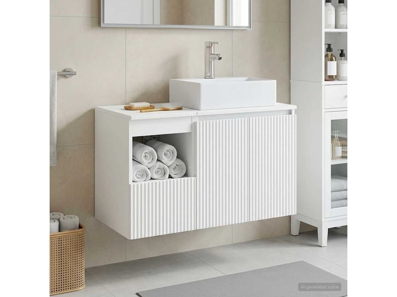 Ensemble de mobilier de salle de bain 2 pc blanc cf63990 - Conforama B