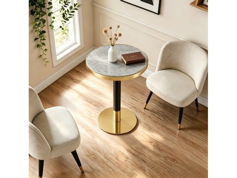  Table d’appoint ronde, 60 cm, table d’appoint table salon, design moderne, plateau mdf, piètement métal, coloris gris  - Conforama D