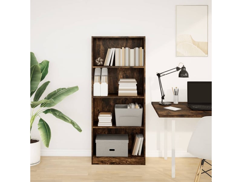  Bibliothèque, étagère de rangement chêne fumé 60x24x143 cm bois d'ingénierie  - Conforama C
